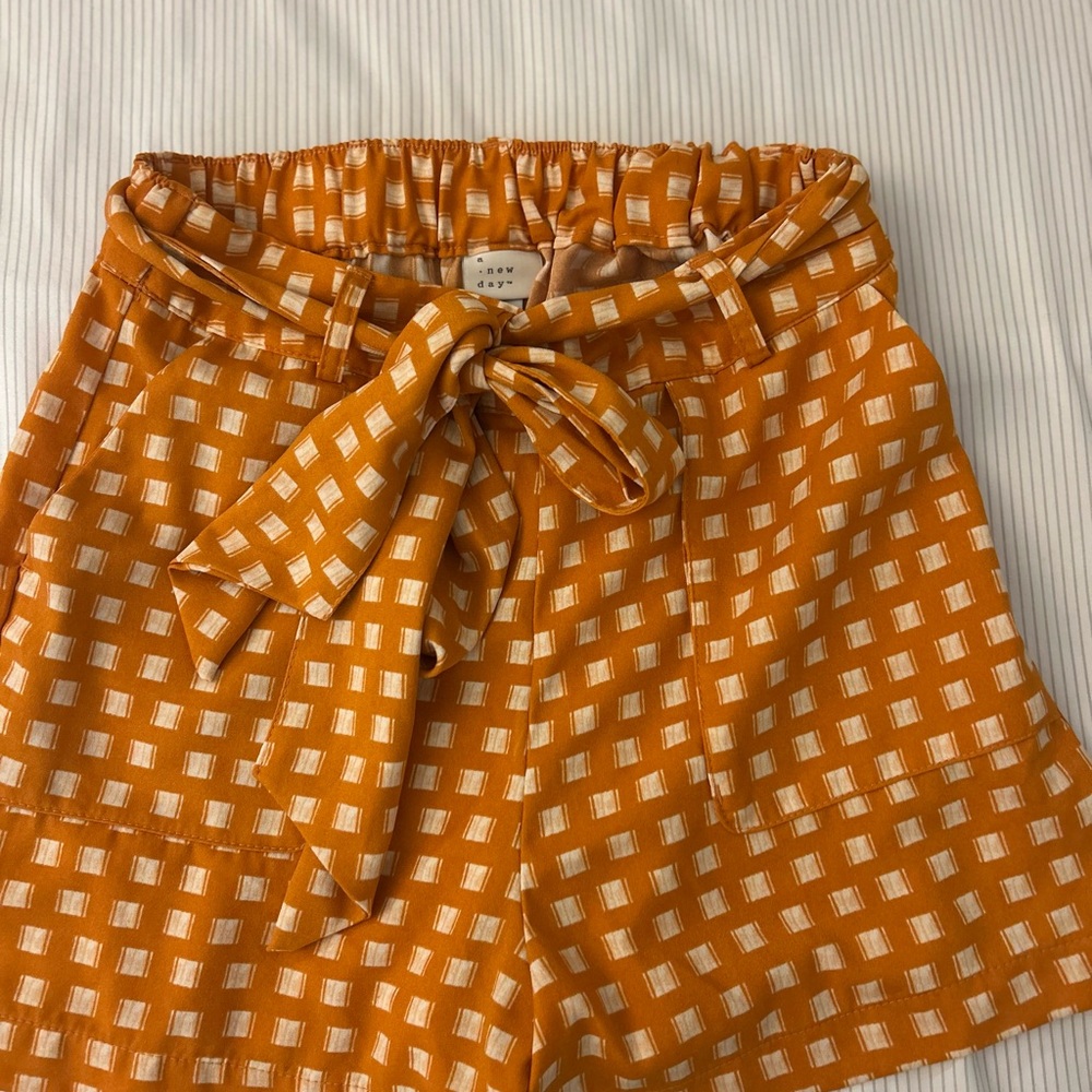Orange Patterned Women Shorts
